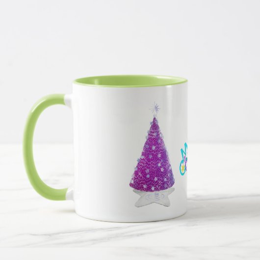 Merry Christmas Sparkle Pink silver Trees Tasse (Links)