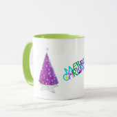 Merry Christmas Sparkle Pink silver Trees Tasse (Vorderseite Links)
