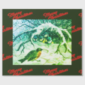 MERRY CHRISTMAS SPARROW IN SNOW CHRISTMAS WRAPPING GESCHENKPAPIER (Flach)