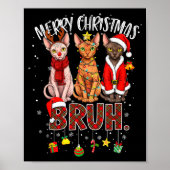 Merry Christmas Sphynx Cat Santa Reindeer Bruh Fun Poster (Vorne)