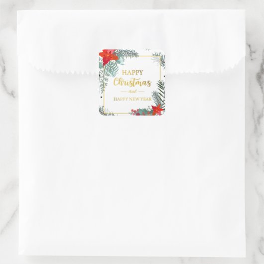 Merry Christmas Square Sticker (Tasche)