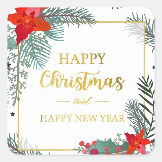 Merry Christmas Square Sticker (Vorderseite)