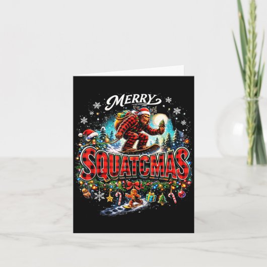 Merry Christmas Squatchmas Funny Bigfoot Snowboard Karte (Vorderseite)