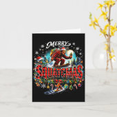 Merry Christmas Squatchmas Funny Bigfoot Snowboard Karte (Gelbe Blume)