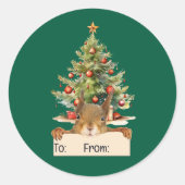 Merry Christmas Squirrel Christmas Tree To From Runder Aufkleber (Vorderseite)