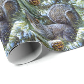 MERRY CHRISTMAS SQUIRREL IM SCHNEE GESCHENKPAPIER (Rolleneckpunkt)