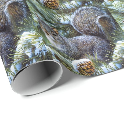 MERRY CHRISTMAS SQUIRREL IM SCHNEE GESCHENKPAPIER (Rolleneckpunkt)