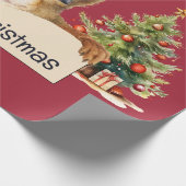 Merry Christmas Squirrel Two Christmas Trees Geschenkpapier (Ecke)