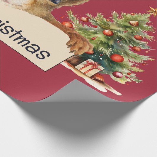 Merry Christmas Squirrel Two Christmas Trees Geschenkpapier (Ecke)