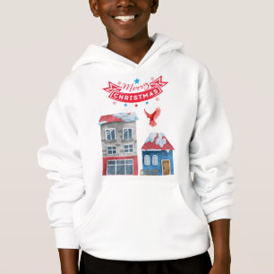 MERRY CHRISTMAS STADT GEBÄUDE RED KARDINAL BIRD HOODIE