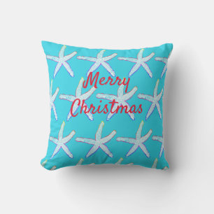 Merry Christmas Starfish Patterns Custom Blue Kissen