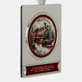 Merry Christmas Steam Train – Festive Journey Banner-Ornament Silber (Rechts)
