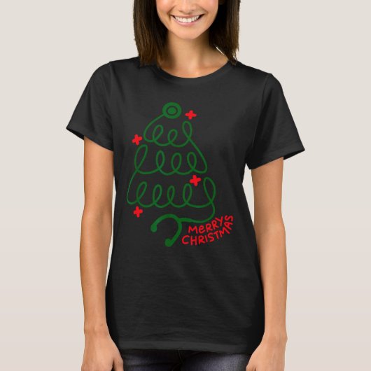 Merry Christmas Stethoscope Nurse Cna Xmas Holiday T-Shirt (Vorderseite)