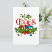Merry Christmas Sticker – Festive Gifts & Pine Gar Dankeskarte (Stehend Vorderseite)