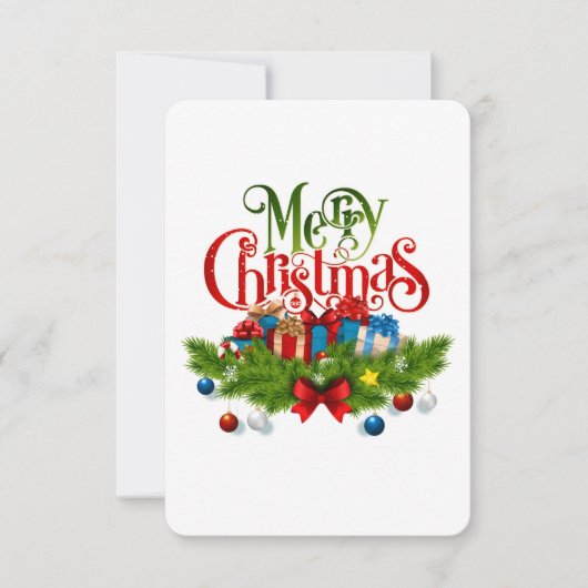 Merry Christmas Sticker – Festive Gifts & Pine Gar Dankeskarte (Vorderseite)