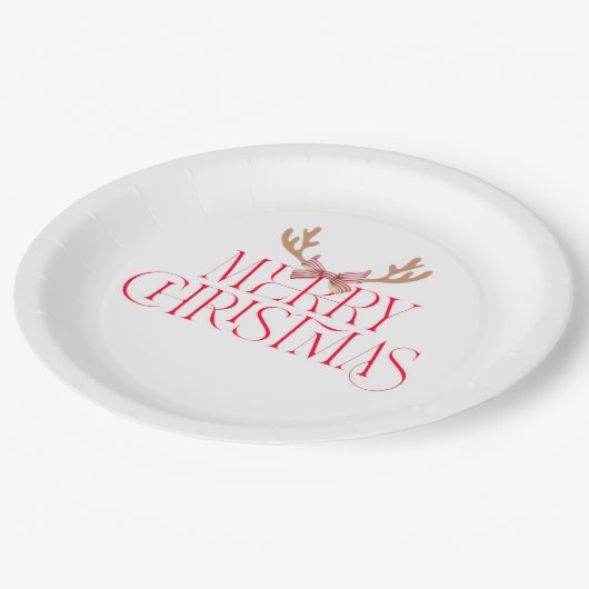 Merry Christmas Sticker – Holiday Gift Label Pappteller (Schrägansicht)