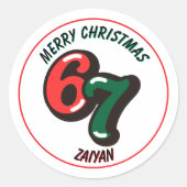 Merry Christmas Sticker Numbers 6 & 7 Custom Name (Vorderseite)