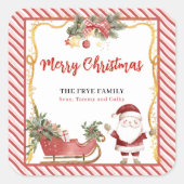 Merry Christmas Stickers Santa Sleigh Custom Label (Vorderseite)