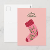 Merry Christmas Stocking Postkarte (Vorne/Hinten)