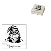 Merry Christmas Striped Hat Gnome Christmas Lights Gummistempel (Stempel)