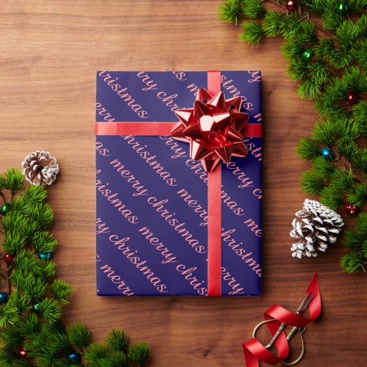 MERRY CHRISTMAS STYLISH MODERN DARK BLUE GIFTS GESCHENKPAPIER (Feiertagsgeschenk)