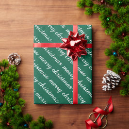 MERRY CHRISTMAS STYLISH MODERN DARK GREEN GIFTS GESCHENKPAPIER