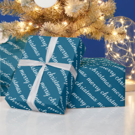 MERRY CHRISTMAS STYLISH MODERN OCEAN BLUE GIFTS GESCHENKPAPIER