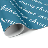 MERRY CHRISTMAS STYLISH MODERN OCEAN BLUE GIFTS GESCHENKPAPIER (Rolleneckpunkt)