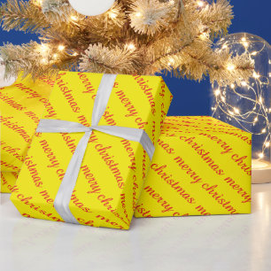 MERRY CHRISTMAS STYLISH MODERN YELLOW COLOR GIFTS GESCHENKPAPIER