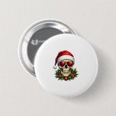 Merry Christmas Sugar Skull Santa Hat Family Xmas Button (Vorne & Hinten)