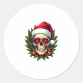 Merry Christmas Sugar Skull Santa Hat Family Xmas Runder Aufkleber (Vorderseite)