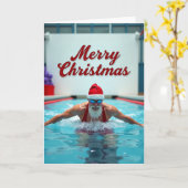 Merry Christmas Swimming Santa Karte (Gelbe Blume)