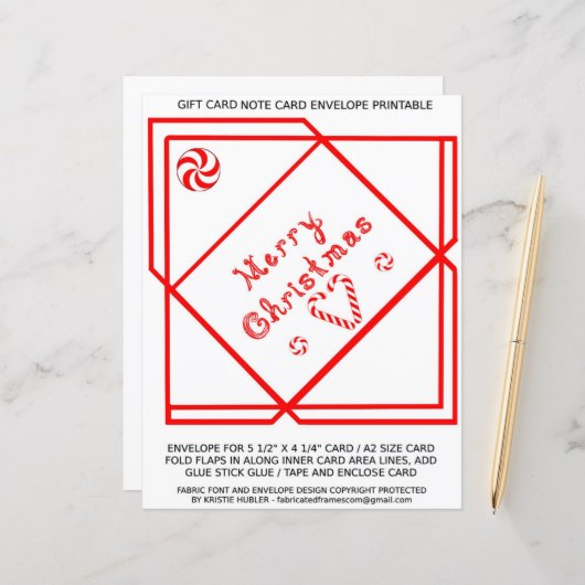 Merry Christmas Swirl Gift Card A2 Envelope paper (Vorderseite/Rückseite Beispiel)