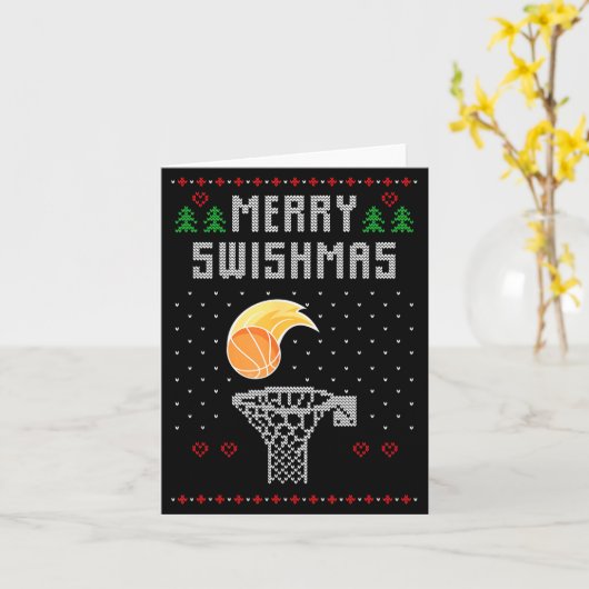 Merry Christmas Swishmas Basketball Xmas Gift Ugly Karte (Gelbe Blume)