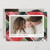 Merry Christmas Tartan Plaid Background Feiertagskarte (Vorne/Hinten)