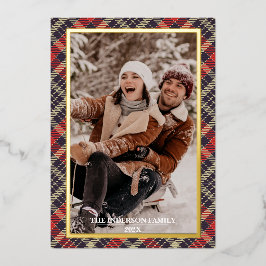 Merry Christmas Tartan Plaid Card - Foil Holiday Folien Feiertagskarte