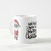 Merry Christmas Tasse - Cooler Weihnachtsmann  (Vorderseite Links)