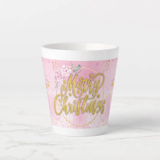 Merry Christmas Tasse - Gold & Rosa Design (Vorderseite)