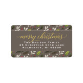 Merry Christmas Taupe Gold Elegante Script-Adresse Adressaufkleber (Vorne)