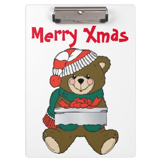 "MERRY CHRISTMAS" TEDDY BEAR KLEMMBRETT (Vorderseite)