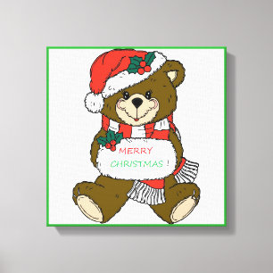 " MERRY CHRISTMAS " TEDDY BEAR LEINWANDDRUCK