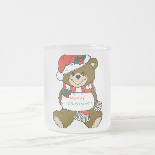 "MERRY CHRISTMAS" TEDDY BEAR MATTGLASTASSE (Mittel)