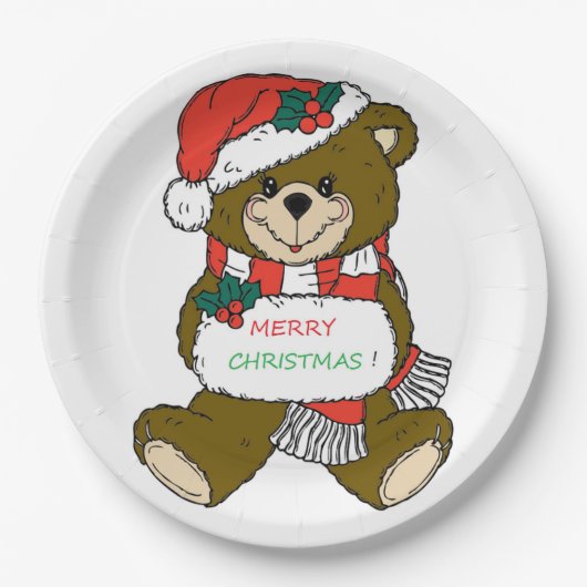"MERRY CHRISTMAS" TEDDY BEAR PAPPTELLER (Vorderseite)