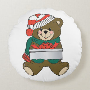 "MERRY CHRISTMAS" TEDDY BEAR RUNDES KISSEN