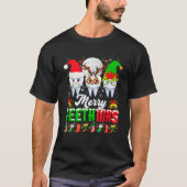 Merry Christmas Teeth Three Santa Reindeer Elf Tee (Vorderseite)