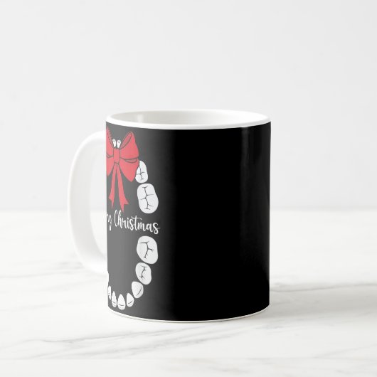 Merry Christmas Teeth Wreath Dental Christmas Shir Kaffeetasse (Vorderseite Links)