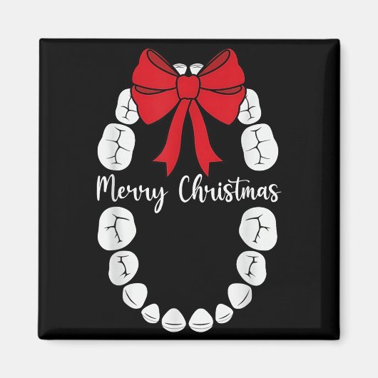 Merry Christmas Teeth Wreath Dental Christmas Shir Magnet (Vorne)