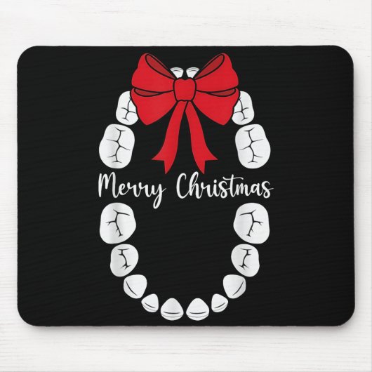 Merry Christmas Teeth Wreath Dental Christmas Shir Mousepad (Vorne)