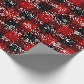 MERRY CHRISTMAS Text auf Kariert Geschenkpapier (Ecke)