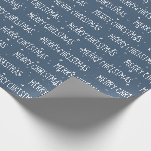 MERRY CHRISTMAS Text auf Sternen Geschenkpapier (Ecke)